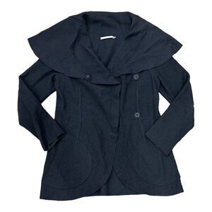 Elaine Kim Gray Shawl Collar Merino Wool Cardigan Jacket 4
